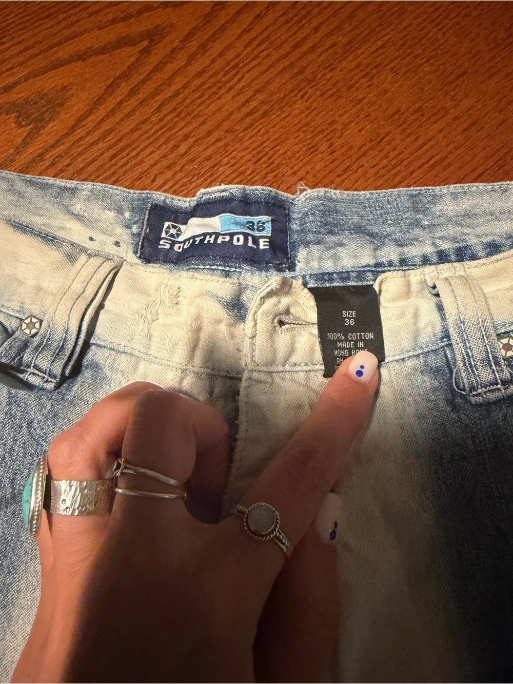Y2K vintage South Pole Two-Tone Patchwork Denim Shorts - Blue & Cream